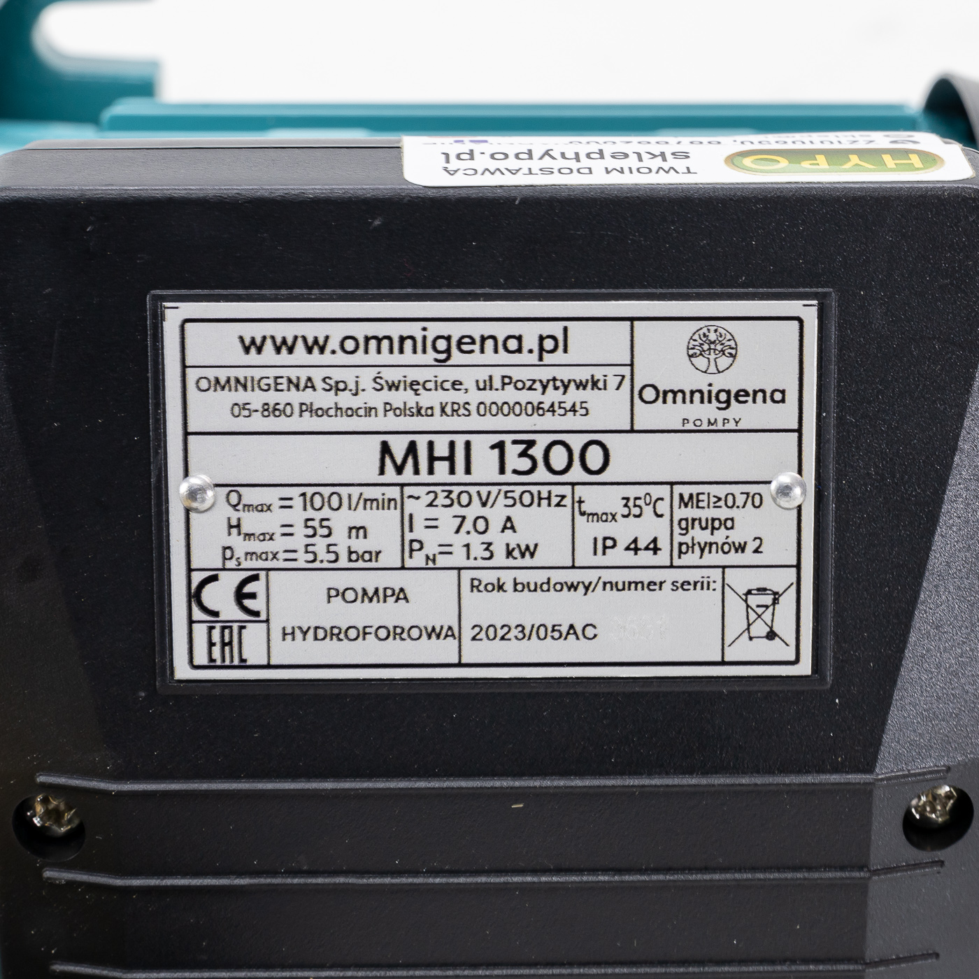 Pompa hydroforowa MHI 1300 z osprzętem (1,3kW) 230V Omnigena